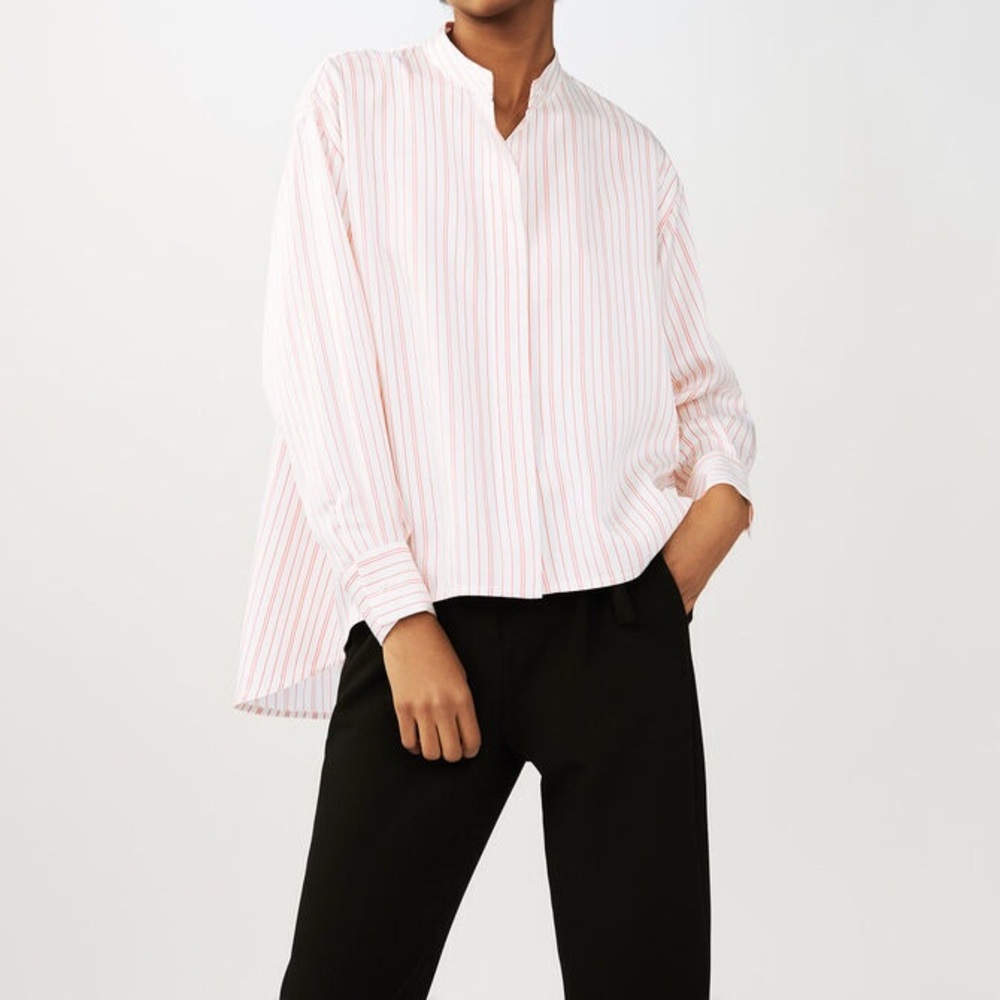 Maje Coquelico Oversized Striped Shirt pink b1b